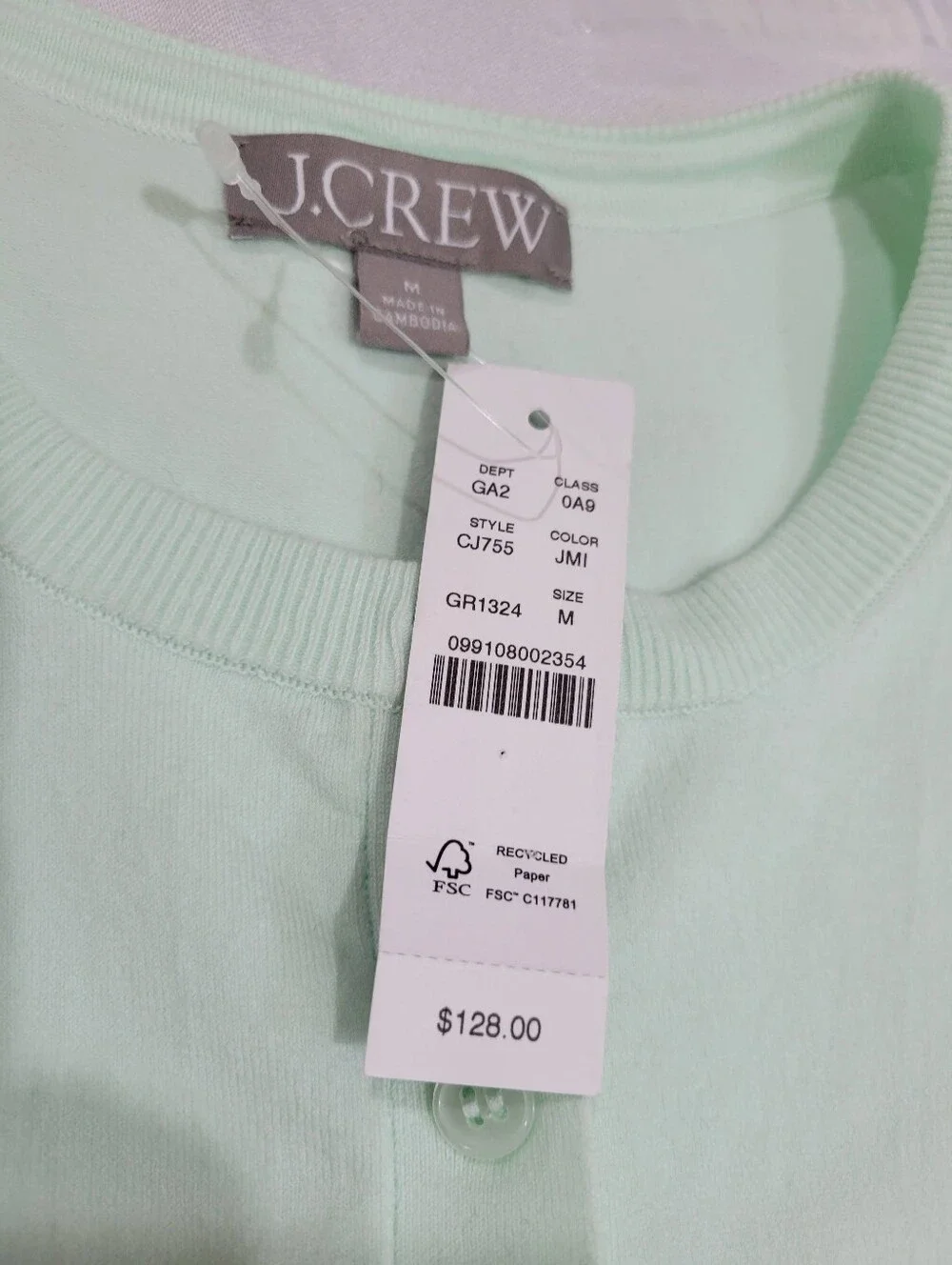 J Crew Jackie cardigan CJ755 Size M Jade Mist